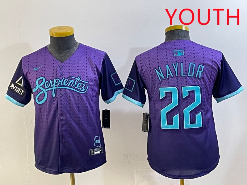 Youth 2025 Arizona Diamondback 22 Naylor Purple Joint Name Nike MLB Jersey style 5